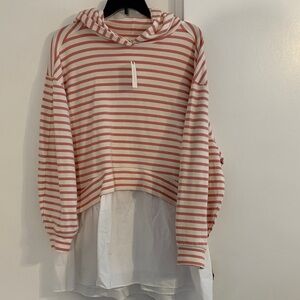 Pilcro Pink and White Striped Top